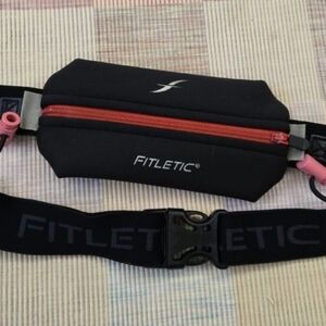 Fitletic Black Running Belt with Red Zipper And Bib Toggles